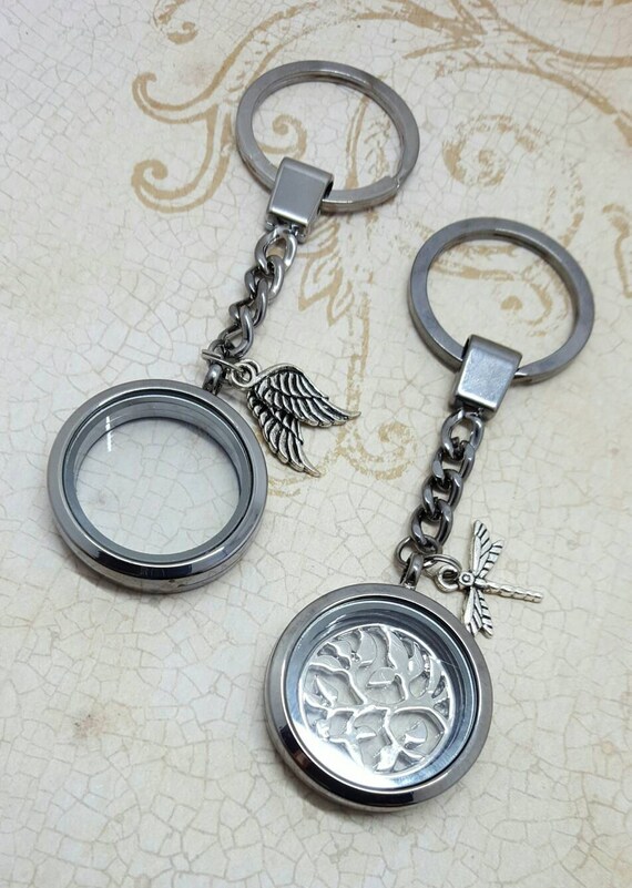 Stainless Steel Keepsake Keychain Memory Locket Memorial