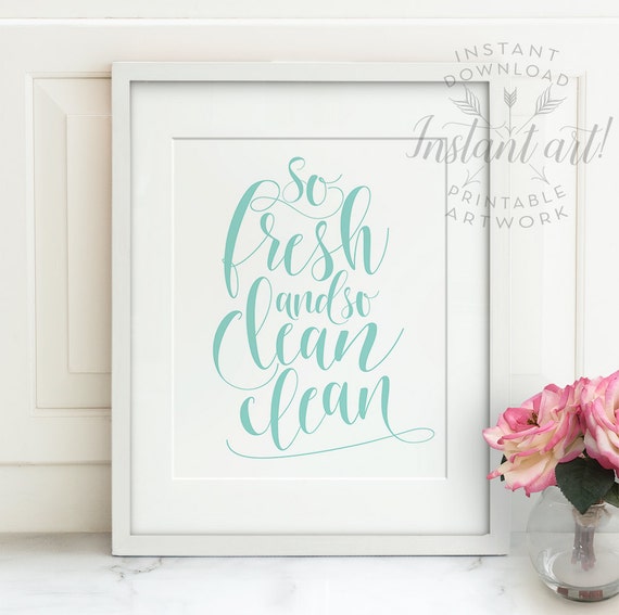 Bathroom wall decor PRINTABLESo fresh and so by TheCrownPrints