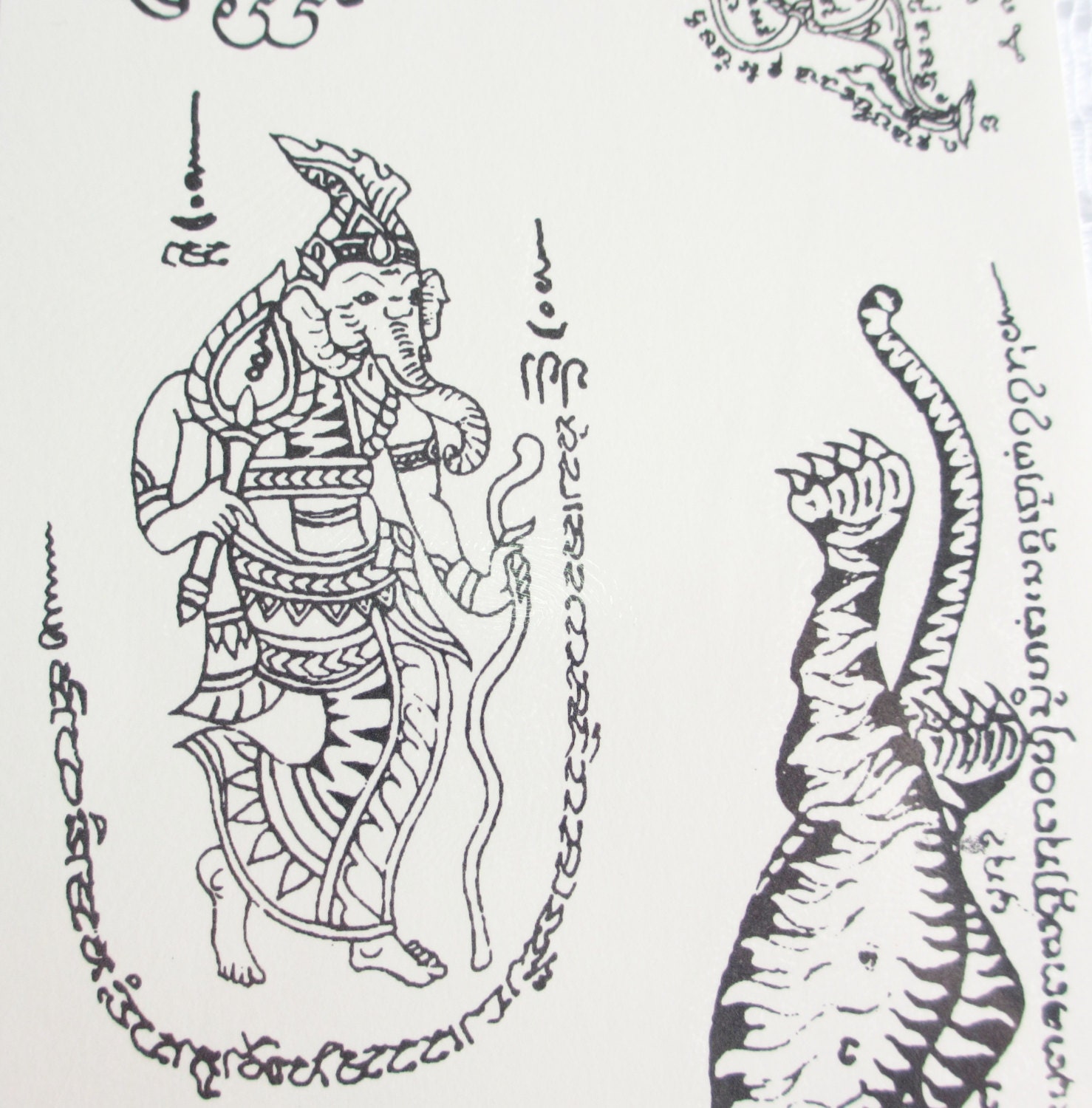 Temporary Body Art Thai Tattoos Stickers Ganesha Tiger