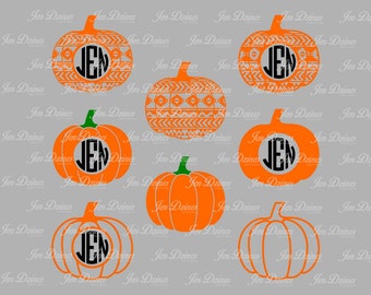 Pumpkin Aztec Monogram Frame, SVG DXF EPS,Svg files, Pumpkin svg, svg file for Cricut, Silhouette, svg cutting file,aztec svg, svg monogram