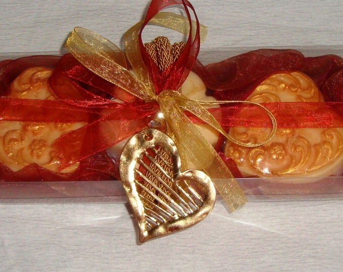 Creative Valentines Day Gift Idea for Her, Terracotta Gift Set for women, Luxury Royalty Scented Soaps, Heart Necklace, Birthday Gift Idea