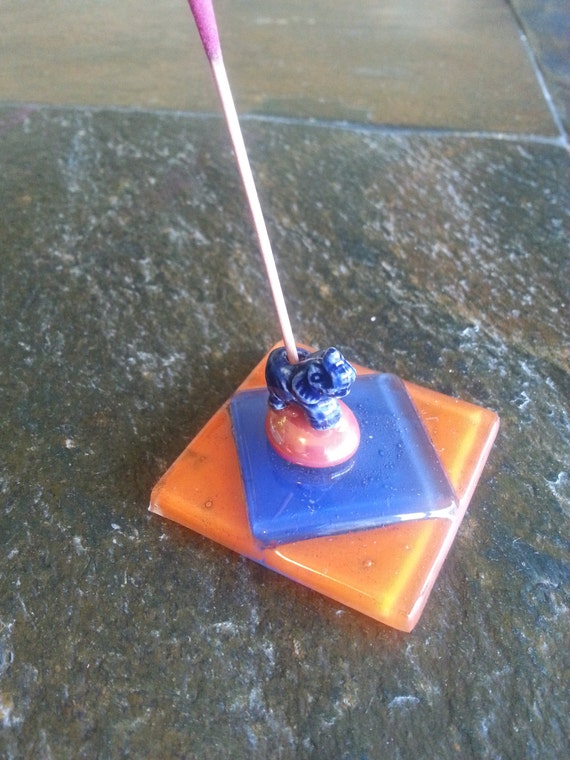 Incense stick Burner Holder Fused Glass Art. by LaGigisells
