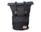 Roll Top EVERYDAY BACKPACK (Blue Dotted, Two Straps)