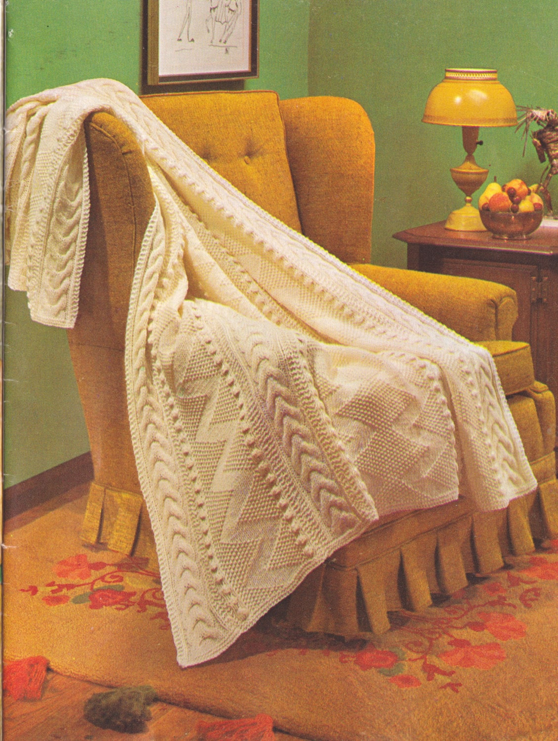 301 PDF Vintage Aran Afghan Knitting Pattern Fisherman's