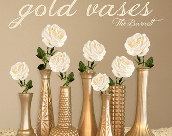 Gold Vases, Gold Wedding, Gold Centerpieces, Gold Bud Vase, Gold Decor