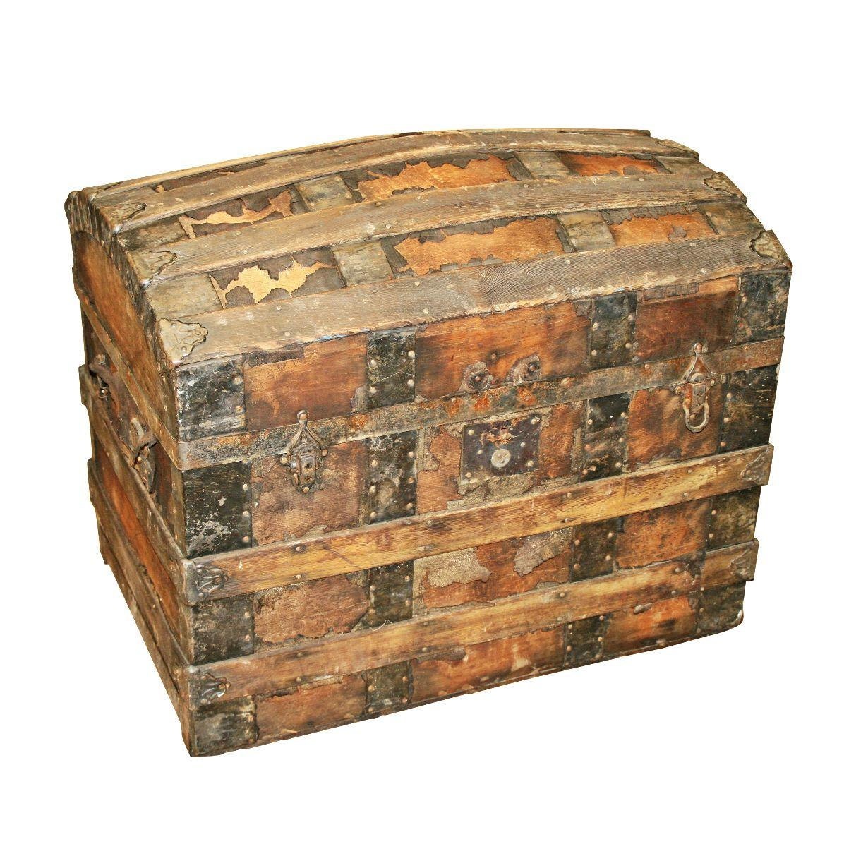 Vintage CAMELBACK TRUNK storage chest steamer train luggage