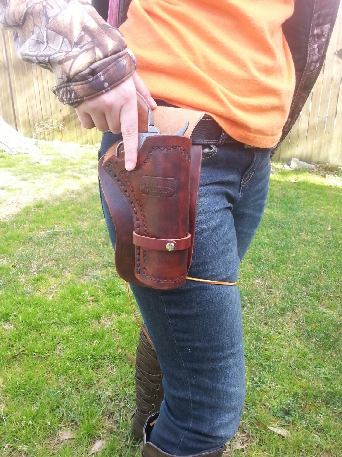 Western Leather Holster with Leg Ties Colt 45 Peacemaker and