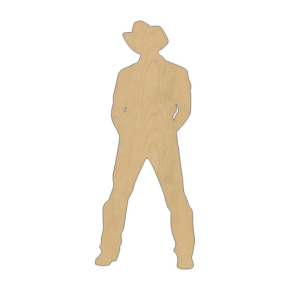 Cowboy Cutout Shape Laser Cut Unfinished Wood Shapes Craft