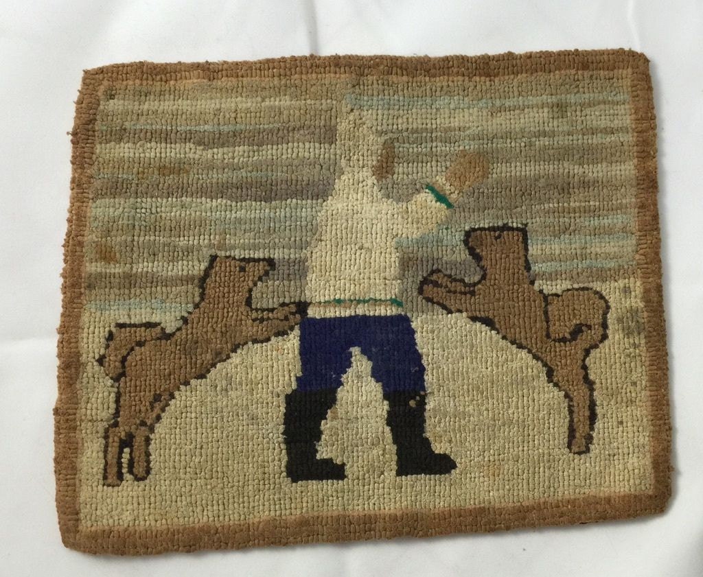 Vintage GRENFELL Industries Hooked Rug Mat Labrador