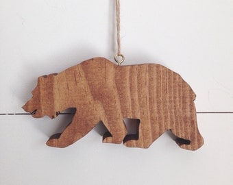 Wood California Bear Ornament