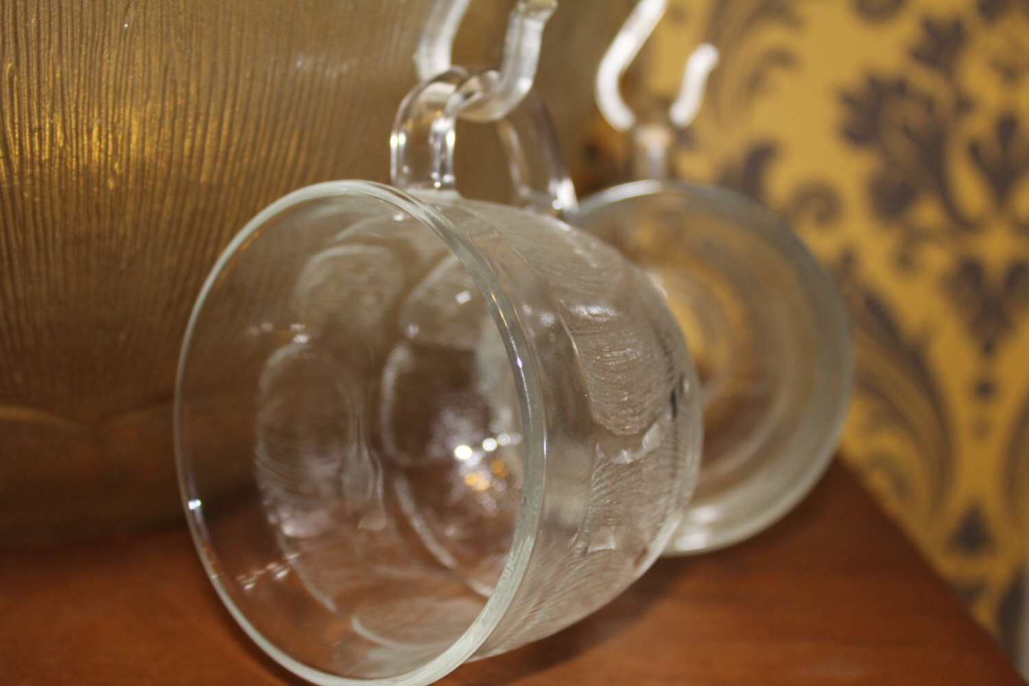Vintage French Glass Punch Bowl and Glasses. Good