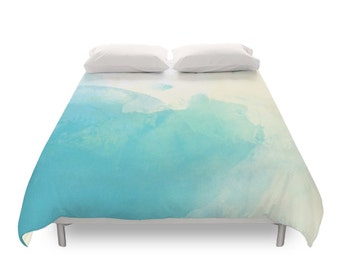 Marble Watercolor Twin Duvet Cover In Bluewhite Pure Cotton