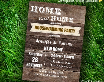Editable Printable Housewarming Party Invitation New Home party theme Type your own text & print at home - Instant Download PDFfile A082