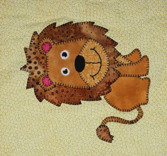 Lion PDF applique pattern African safari animal PDF applique