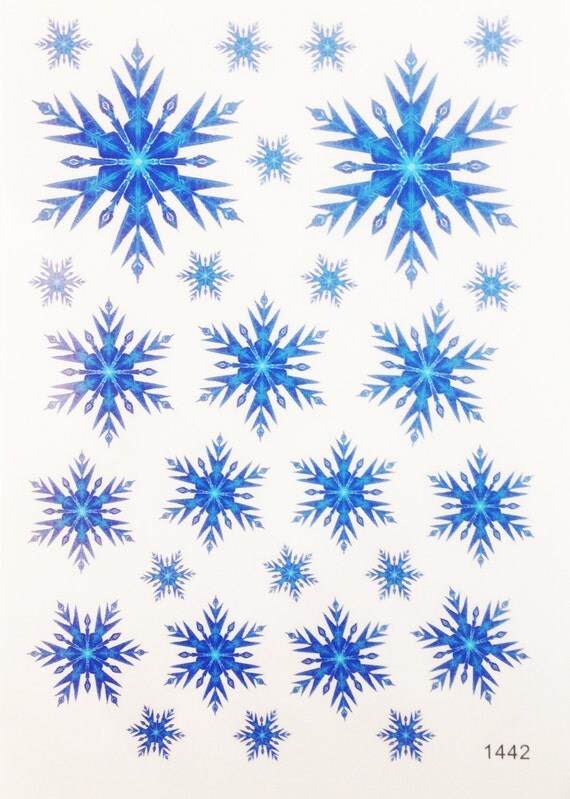 Snowflake decorations decal blue for frozen birthday snow wall