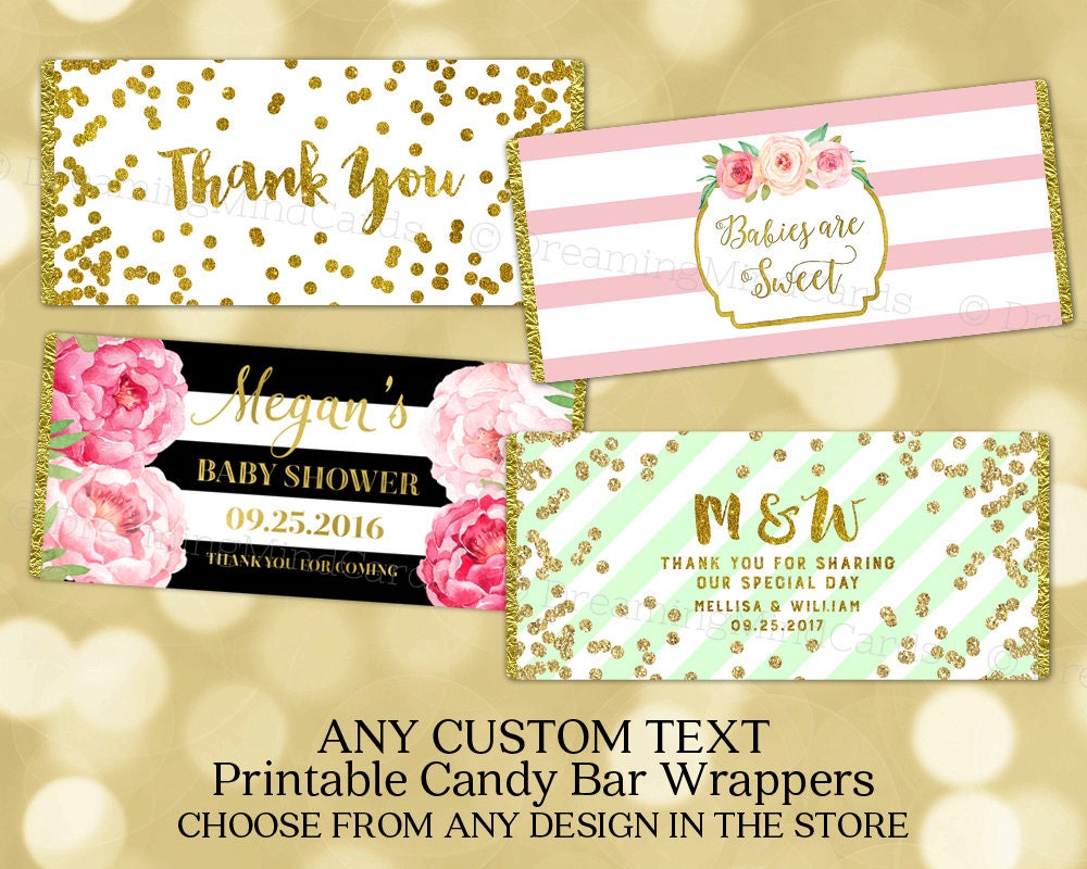 Custom Text Printable Candy Bar Wrapper Labels Baby Shower