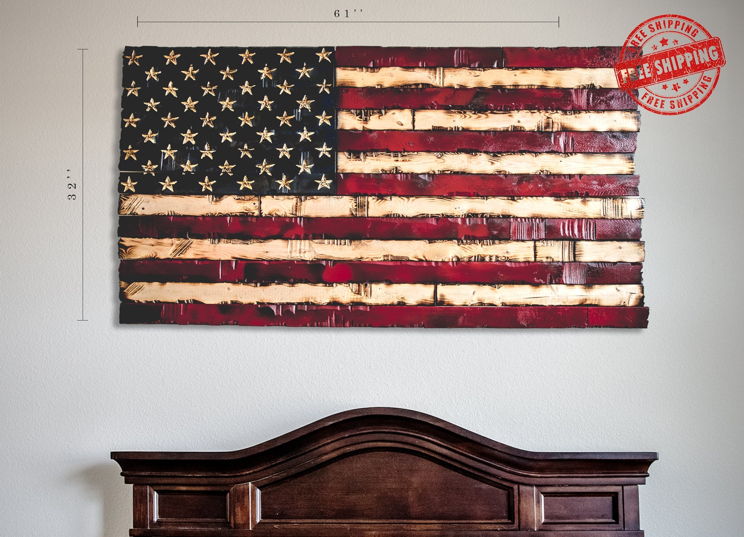 Wood American Flag Distressed Flag Rustic American Flag