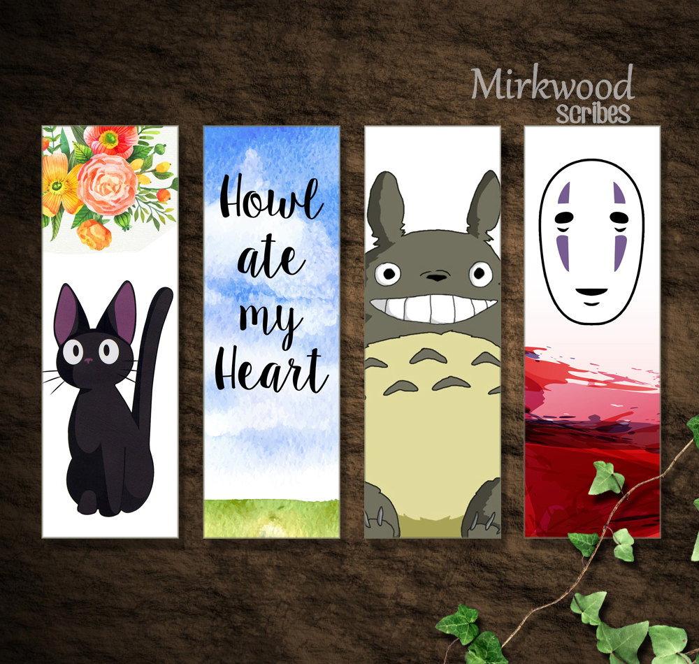 studio ghibli bookmarks diy printable instant download