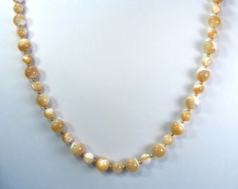 Natural Mother of Pearl Necklace Gold 24"