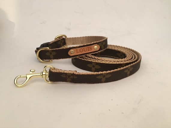 Louis Vuitton Upcycled collar and Leash Set Many colors and
