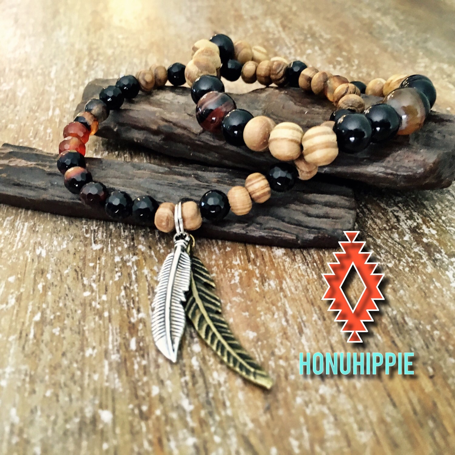 Feather cuff bracelet set festival fashion boho by HonuHippie