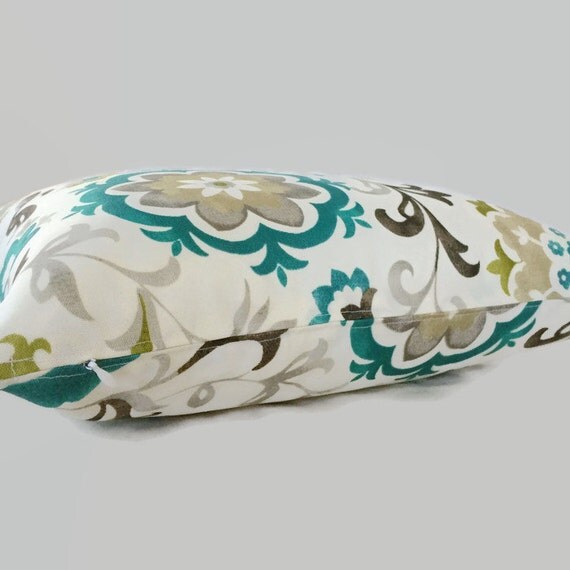 Teal Pillow Blue Olive Sage Green Indoor Outdoor Zippered