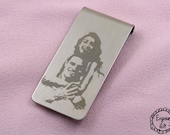 Contour Profile Photo Convert Laser Engrave, Memorial Script, TextEngrave Money Clip, Bookmark Stainles Steel Gift Idea