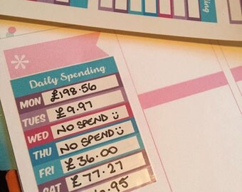 9 Weekly / Daily Spending Planner Sticker great for Happy Planner etc