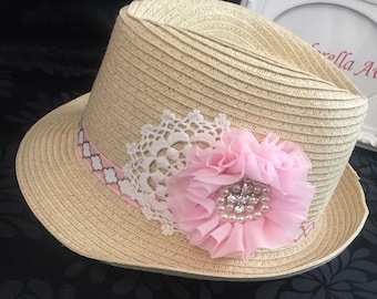 Embellished Kids Straw Hat
