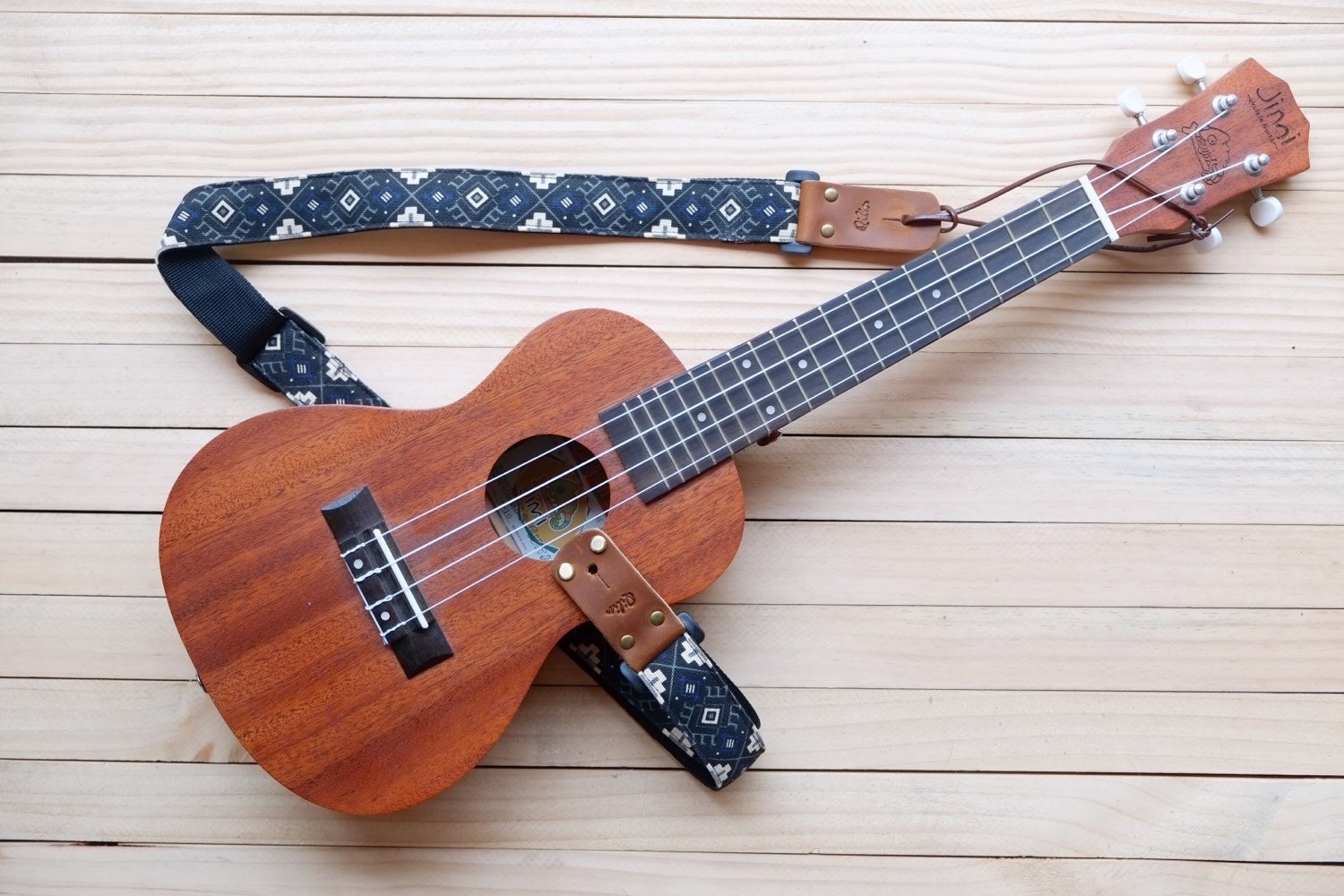 Black Retro Style Ukulele Strap 3in1