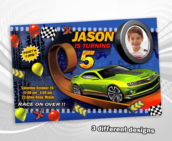 Hot Wheels invitation birthday party invite card printable