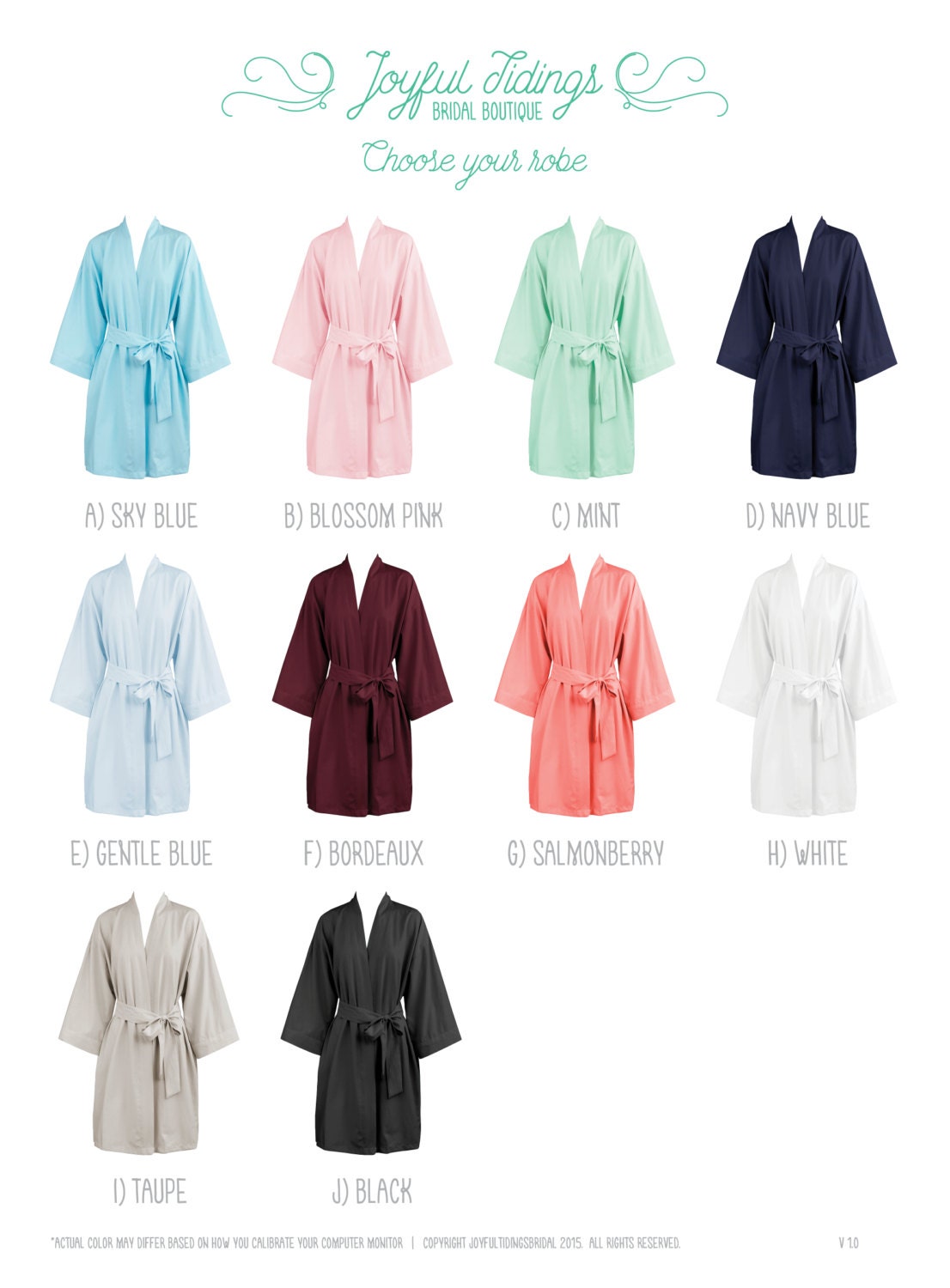 FREE ROBE Set of 7 Mint Oxford Robes Bridesmaids Gift