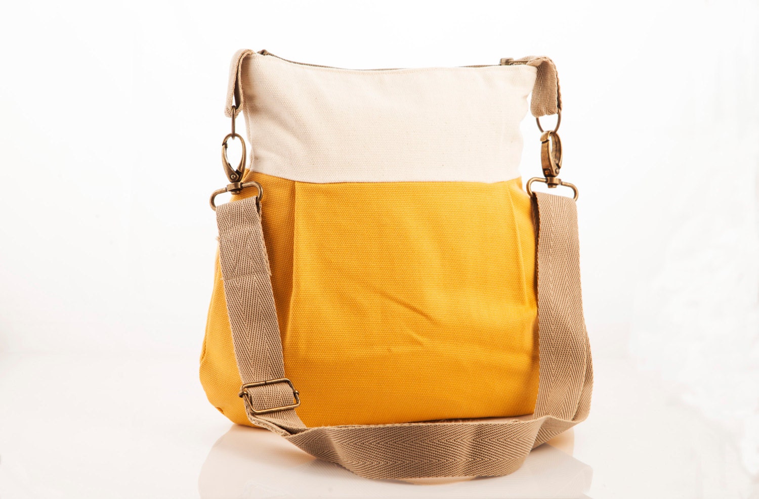 Yellow bag Fabric purse Crossbody bag Hip bag teen Vegan