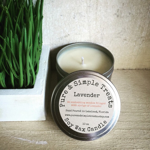LAVENDER 10oz Soy Candle Double Strength by PureAndSimpleTreats