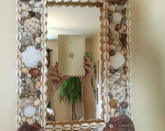 Seashell mosaic mirror