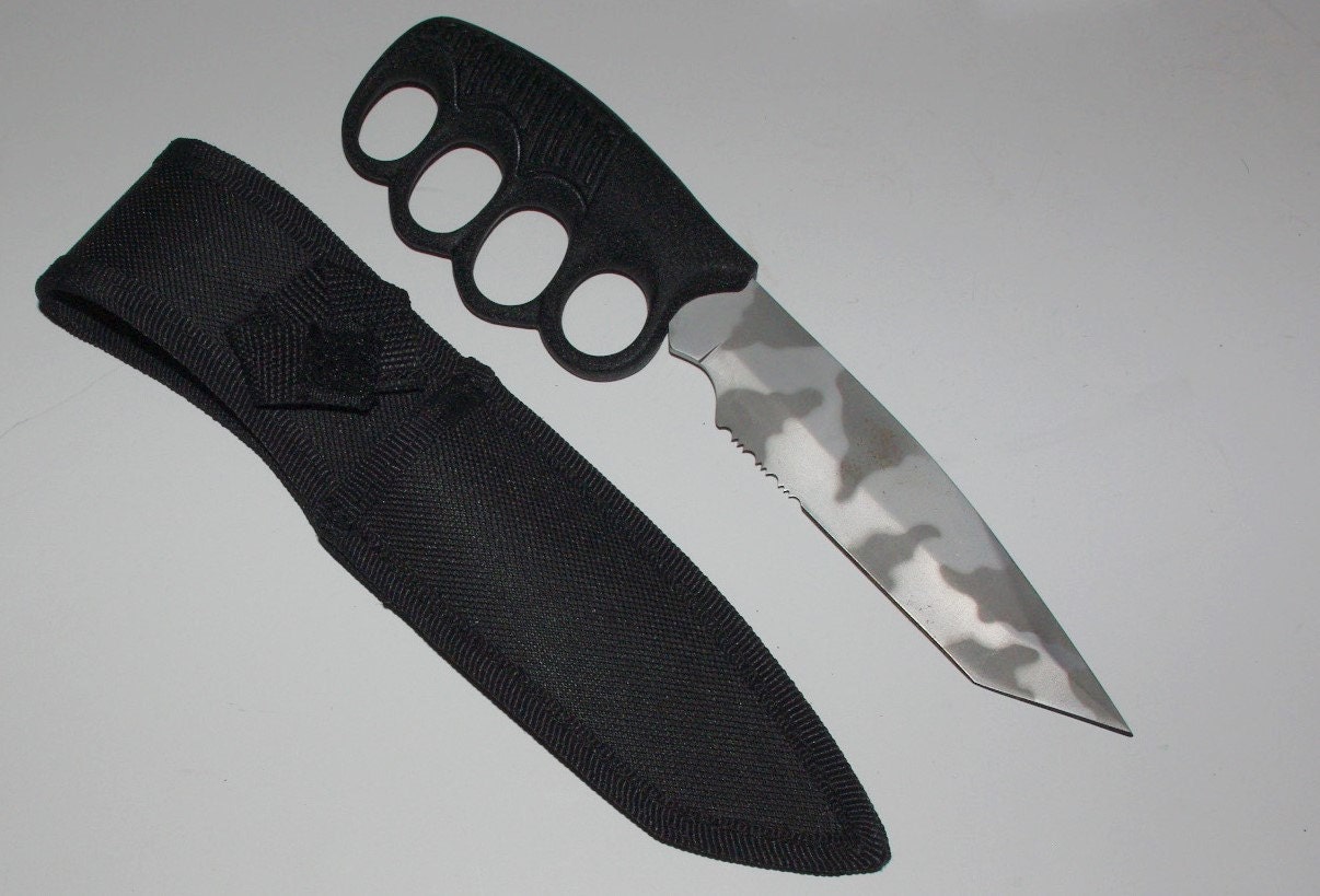 All Metal Combat Knife with Finger Holes and by StetsonKnives