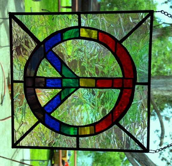 Multicolored stained glass peace sign on by CooperGlassetc on Etsy