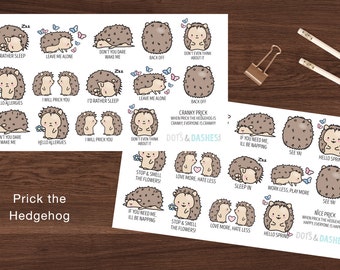HP- Prick the Hedgehog, Nice Prick, Cranky Prick, mood stickers, happy emotion icon stickers, mad emoticons, emoticons, planner stickers