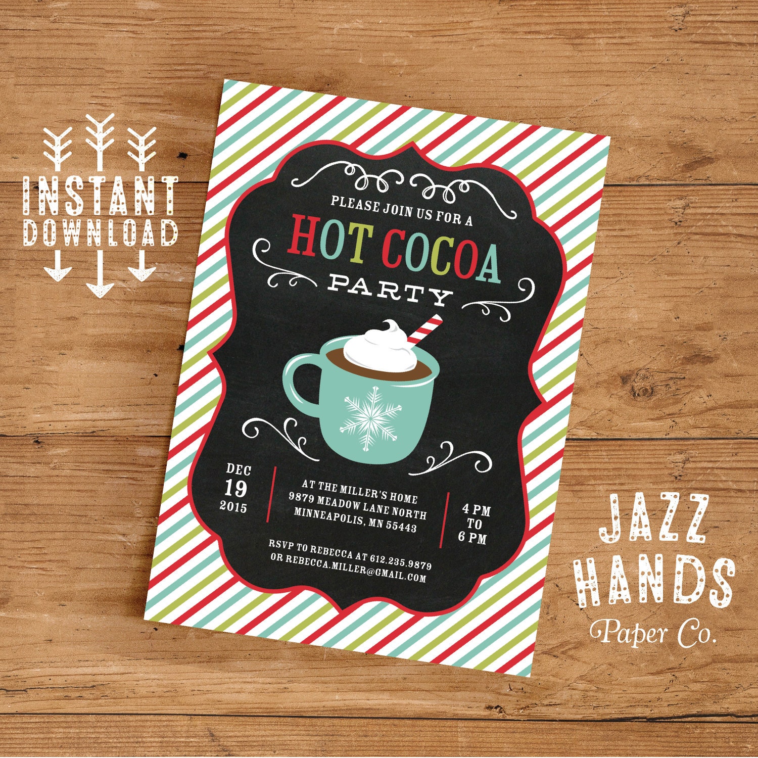Hot Cocoa Party Invitation Template DIY Printable Hot