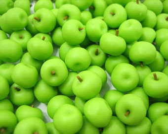 Dollhouse Miniature Food Lot 10 Loose Green Apple Fruit Supply Charms - 13564