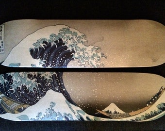 Skateboard - Skateart - décoration murale - La grande vague de Hokusai