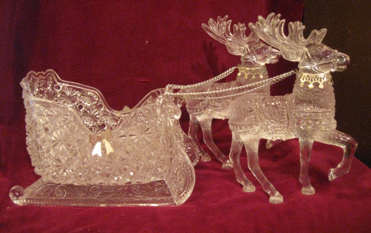 House of Lloyd ACRYLIC CRYSTAL Christmas SLEIGH 16 w/2