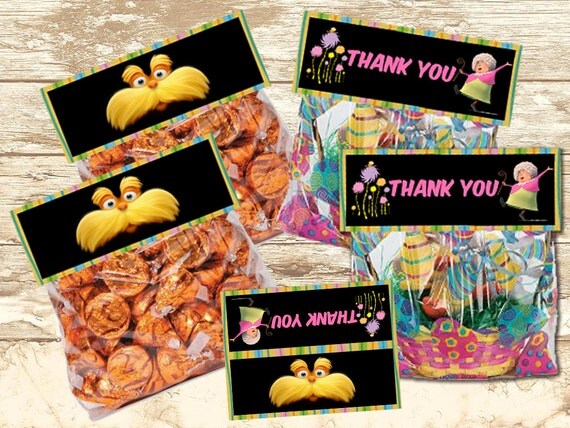 LORAX Favor/Treat/ Loot Bag Topper-Dr Seuss Bag by HappyKidsPrint