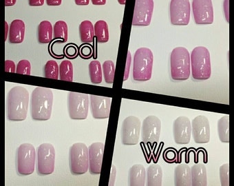 Thermal Color Changing Press on Nails | Pink Nails | Breast Cancer Awareness Press on Nails | Color Changing | Press on Nails | False Nails