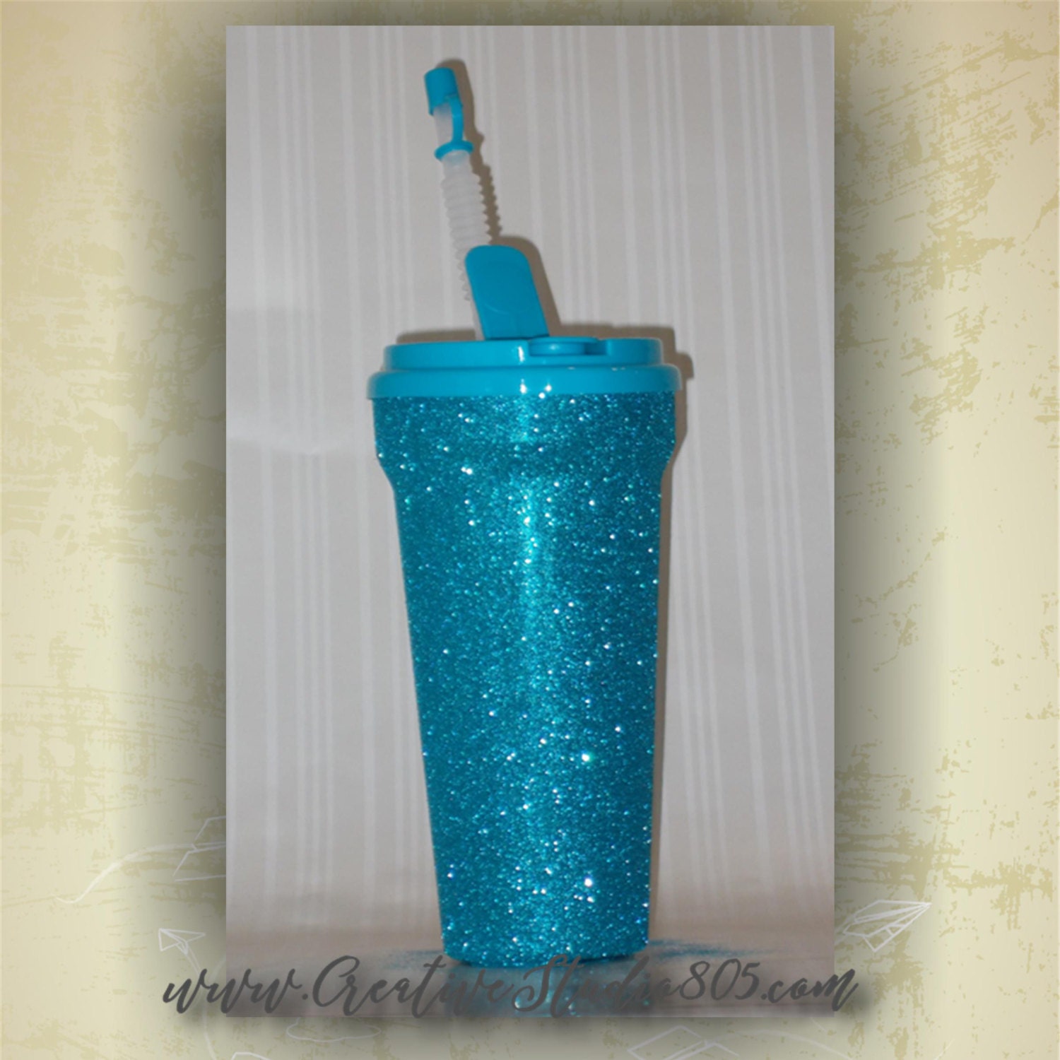 Turquoise Glitter Water Bottles 35oz bottle by CreativeStudio805