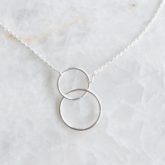 Sterling silver double circle charm necklace by SilverCartel