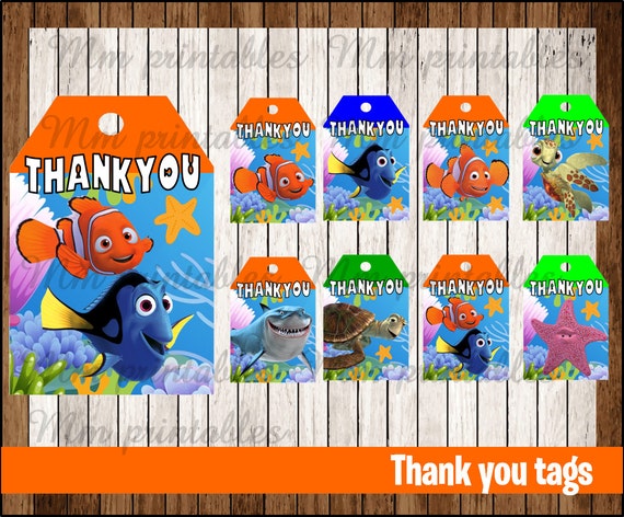 80% OFF SALE Finding Nemo Thank you Tags by mrkitspartyshop