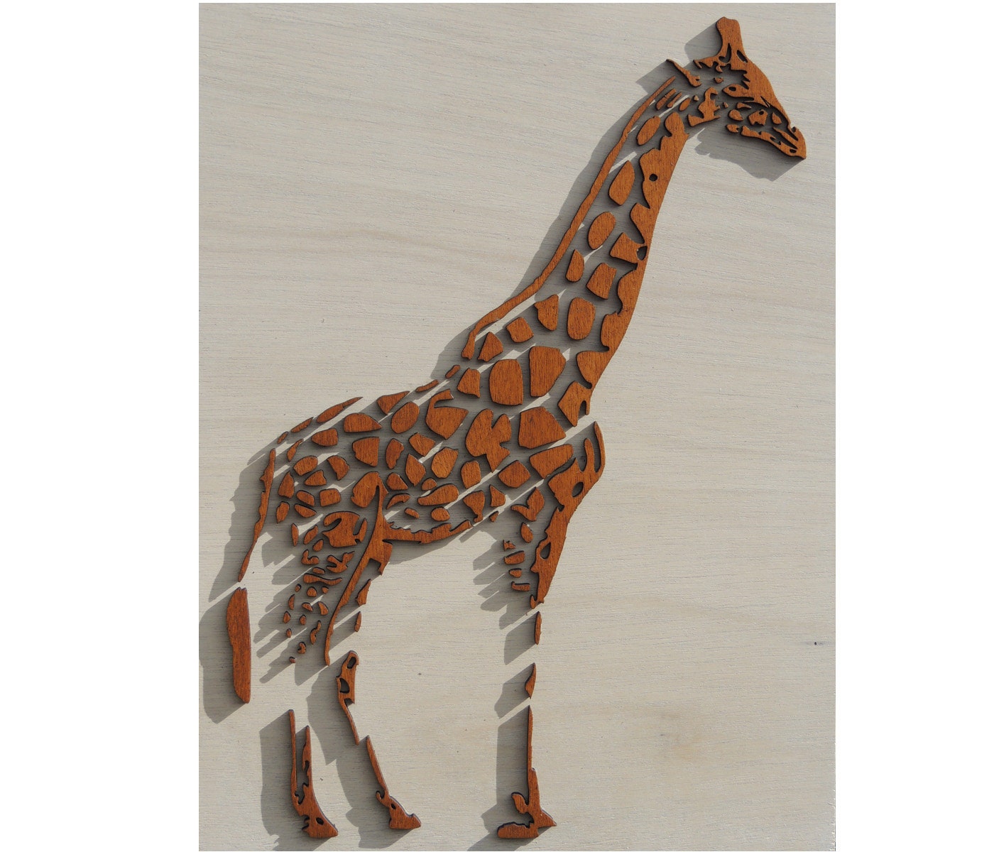 Girafe 3d avec laser cut décoration murale bois par paspartoet