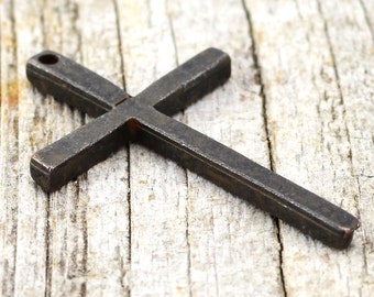 2 Cross Pendant, Rustic Cross Charm, Brown Cross for Jewelry, Crucifix, Men's Necklace, Cross for Jewelry Making, Carson's Cove, CarsonsCove