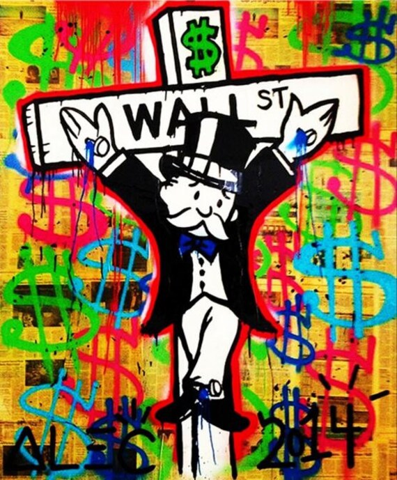 Alec Monopoly oil painting on canvas Wall street by ...